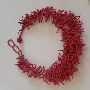 Beautiful red coral reef adjustable choker necklace.